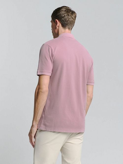 No Excess Polo Shirt Piqué Mauve Model / Achterkant