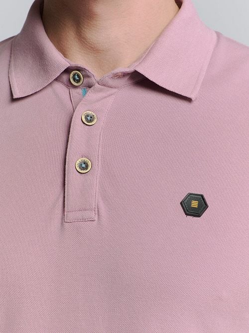 No Excess Polo Shirt Piqué Mauve Model / Detail