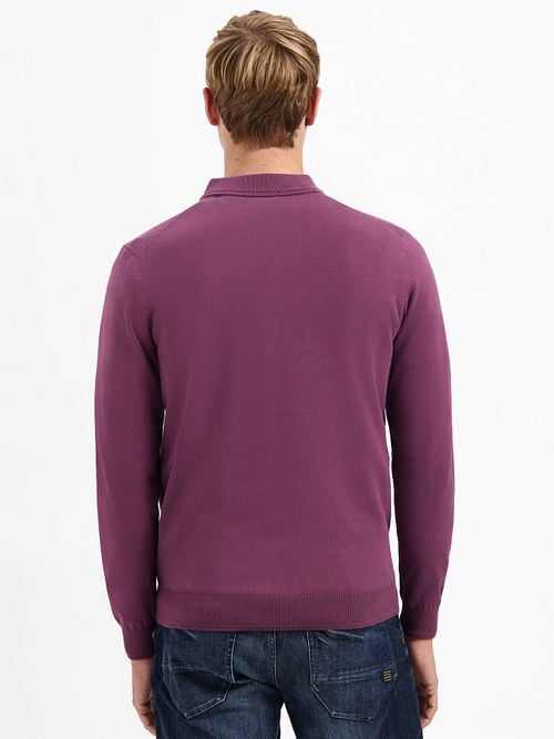 No Excess Polo Zip Pullover Dark Wine Model / Achterkant