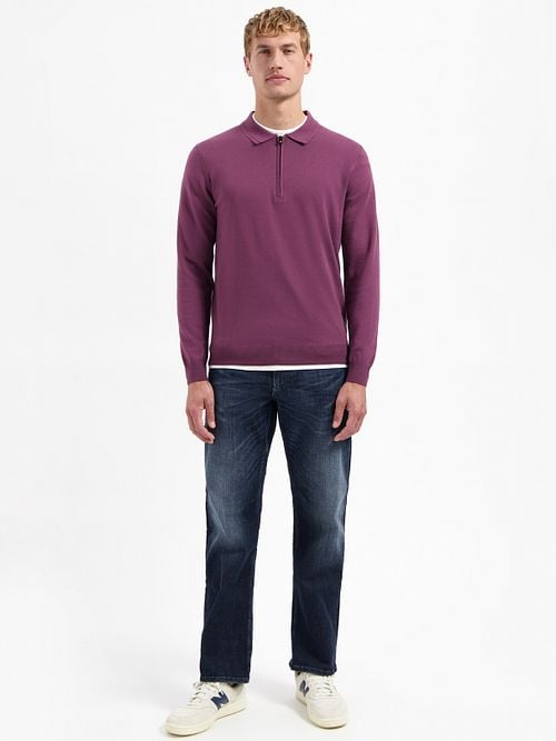 No Excess Polo Zip Pullover Dark Wine Model / Voorkant