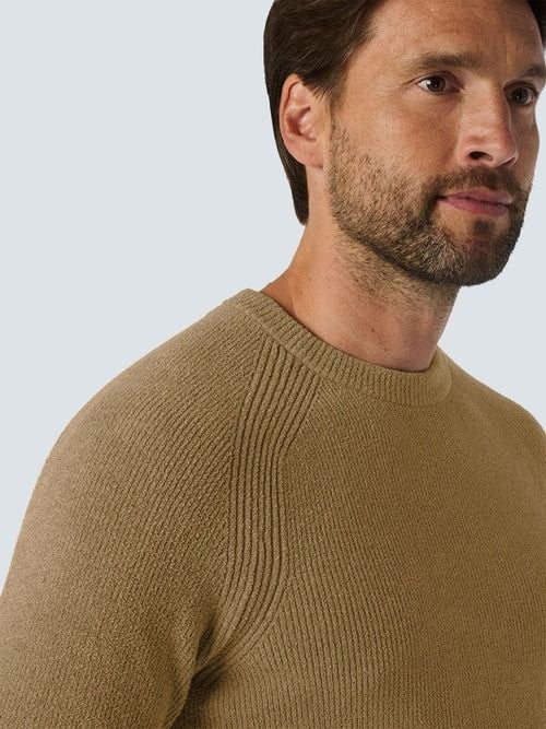 No Excess Pullover Ribknit Khaki Model / Detail
