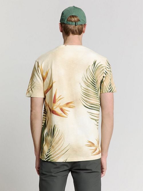 No-Excess T-Shirt Crewneck Print Ecru Model / Achterkant