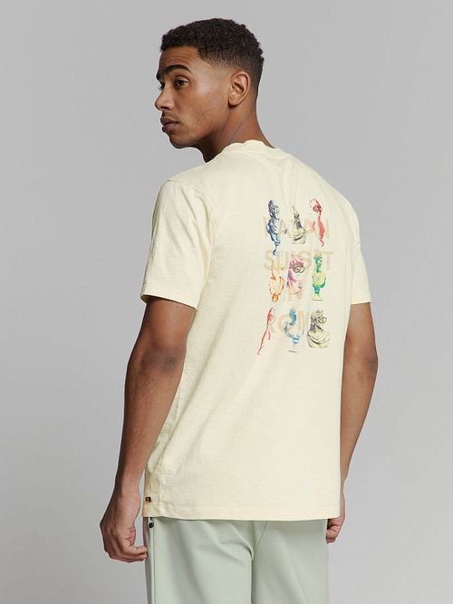 No-Excess T-Shirt Slub Placed Prints Ecru Model / Achterkant
