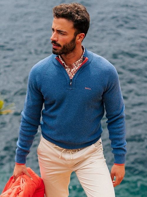 NZA Half Zip Sweater Ralph Blue Model / Sfeerbeeld