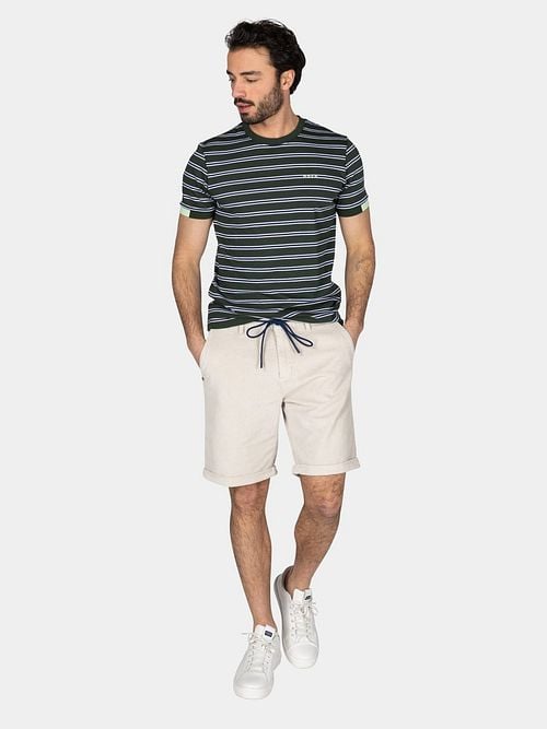 NZA T-shirt Noel Stripes Forest Green Model / Voorkant