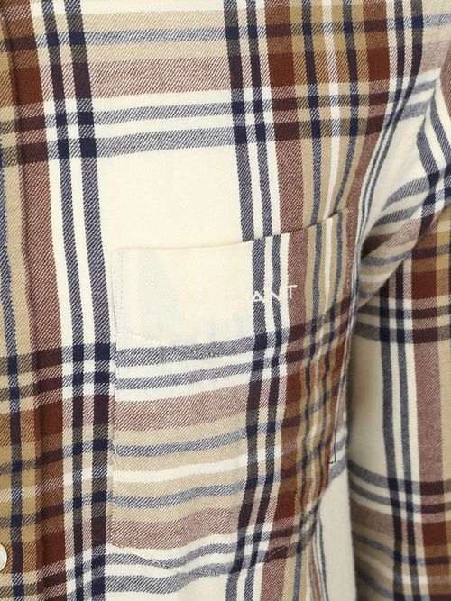 Gant Shirt Flannel Checks Ecru