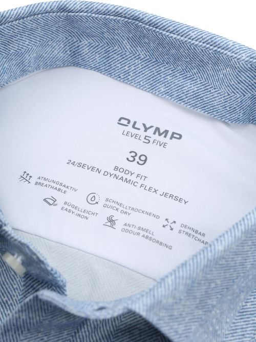 OLYMP Shirt Level 5 24/Seven Herringbone Blue Product / Detail