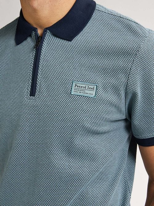 Petrol Half Zip Polo Keyline Ocean Blauw Model / Detail