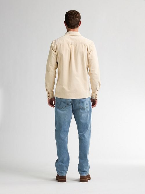 Petrol Shirt Corduroy Beige Model / Achterkant