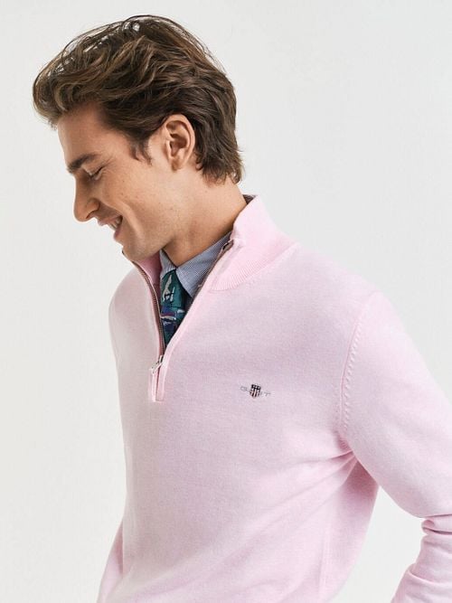 Gant Half Zip Pullover Light Pink Model / Zijkant