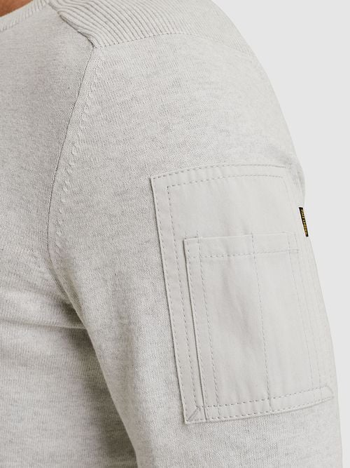PME Legend American Classic Pullover Light Grey Melange Model / Detail