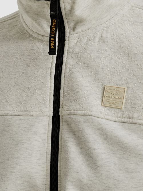 PME Legend Cardigan Interlock Greige Model / Detail