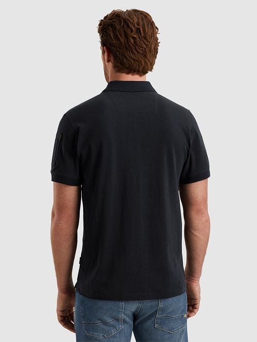 PME Legend Half-Zip Polo Shirt Piqué Interlock Navy Model / Achterkant