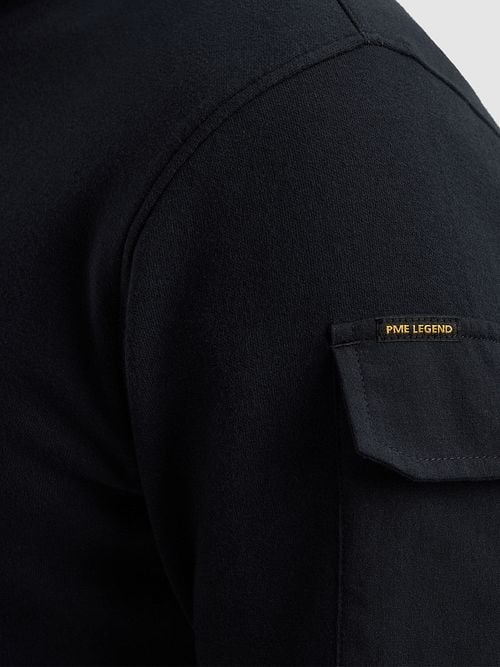 PME Legend Half Zip Sweater Interlock Jersey Navy Model / Detail