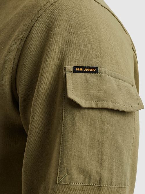 PME Legend Half Zip Sweater Interlock Jersey Olive Model / Detail