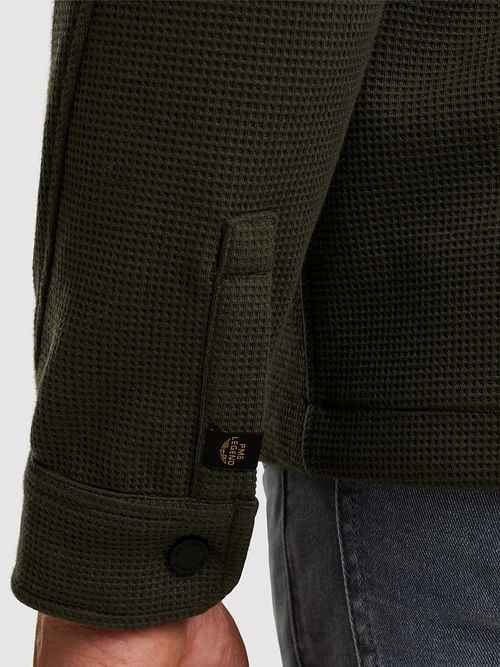 PME Legend Overshirt Jersey Waffle Beluga Groen