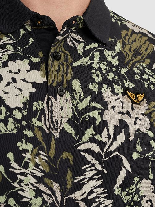 PME Legend Polo Shirt Piqué Print Navy Model / Detail