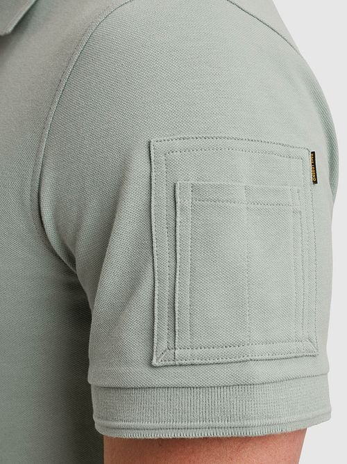 PME Legend American Classic Polo Shirt Silver Blue Model / Detail