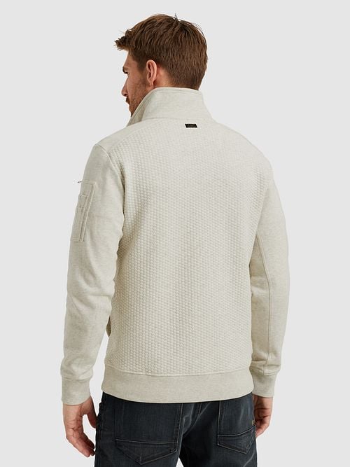 PME Legend Strickjacke Jacquard Interlock Greige Model / Achterkant