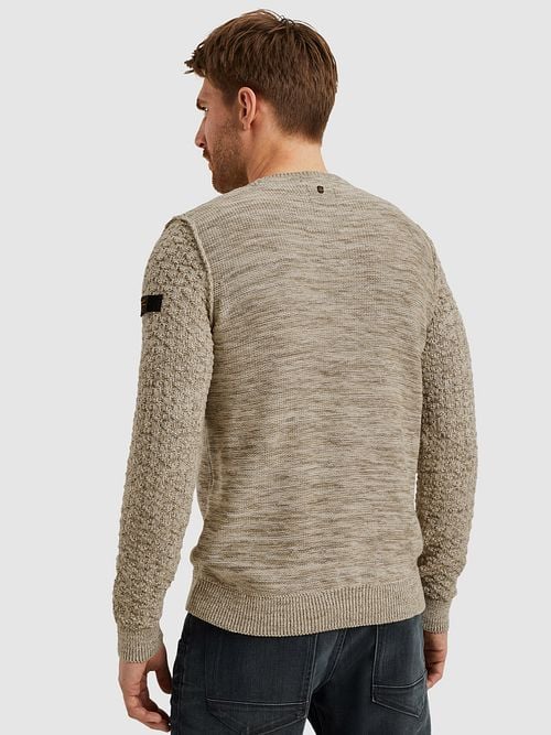 PME Legend Sweater Mouliné Beige Model / Achterkant