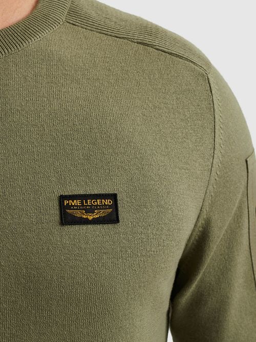 PME Legend American Classic Pullover Oil Green Model / Detail