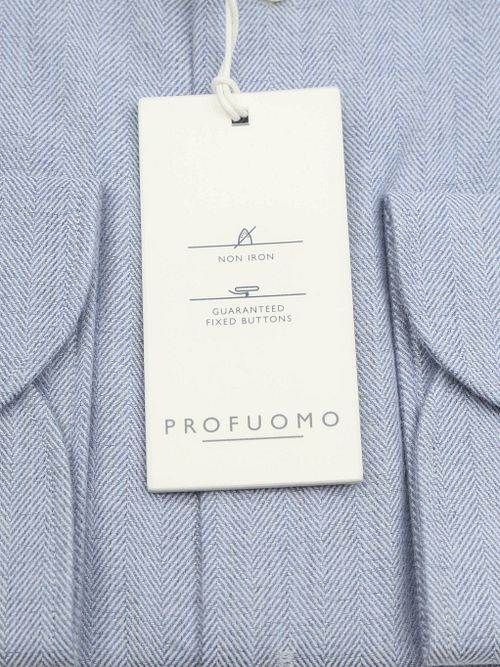 Profuomo Shirt Peached Herringbone Flannel Bleu