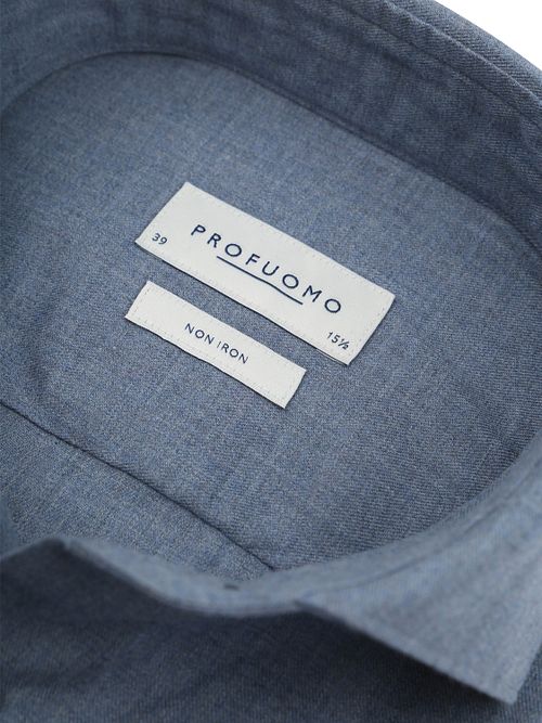 Profuomo Hemd Peached Twill Flanel Blauw Product / Detail