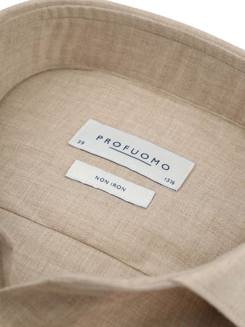 Profuomo Hemd Peached Twill Flanel Beige Product / Detail