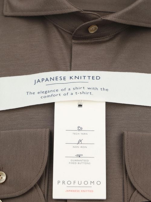 Profuomo Japanese Knitted Overhemd Bruin Product / Detail