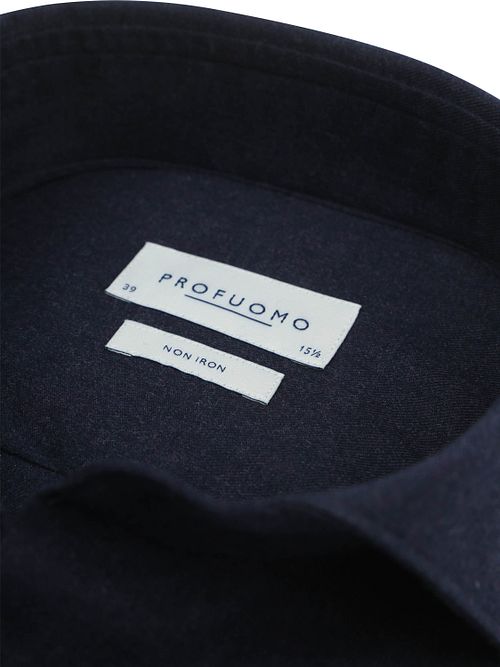 Profuomo Overhemd Peached Twill Flanel Navy Product / Detail