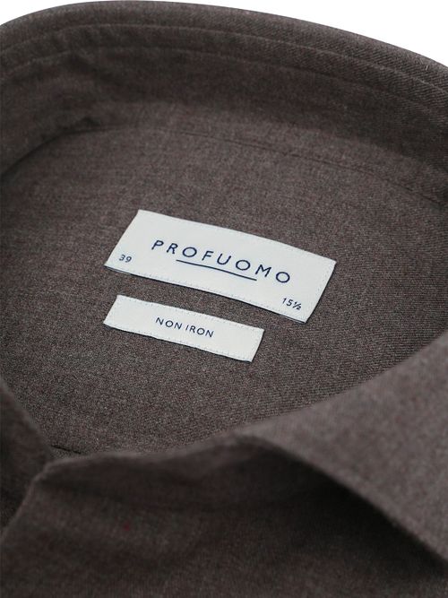 Profuomo Overhemd Peached Twill Flanel Bruin Product / Detail