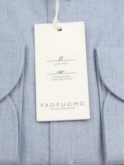 Profuomo Shirt Peached Herringbone Flanel Blue
