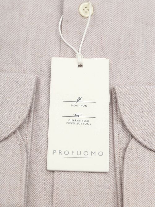 Profuomo Shirt Peached Herringbone Flanel Beige