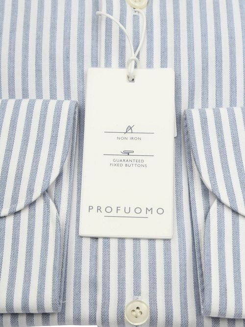 Profuomo Shirt Peached Stripes Flanel Blue