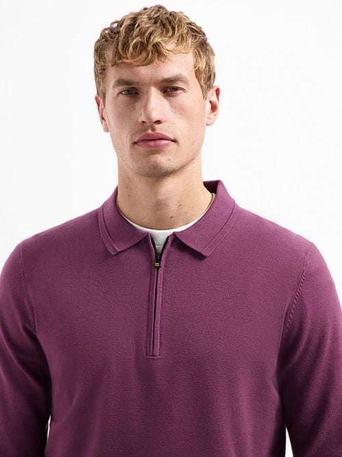 No Excess Polo Zip Pullover Dark Wine Model / Detail