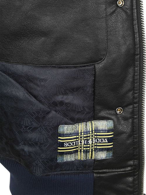 Scotch and Soda Faux Leather Bomberjack Black