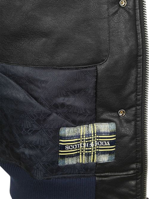 Scotch and Soda Faux Leather Bomberjack Noir
