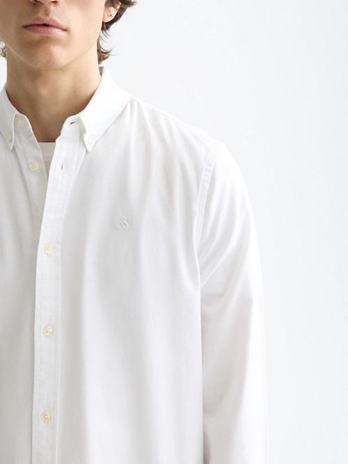 Scotch and Soda Core Oxford Hemd Weiß Model / Detail