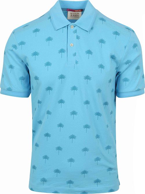 Scotch and Soda Polo Shirt Palm Trees Blue Product