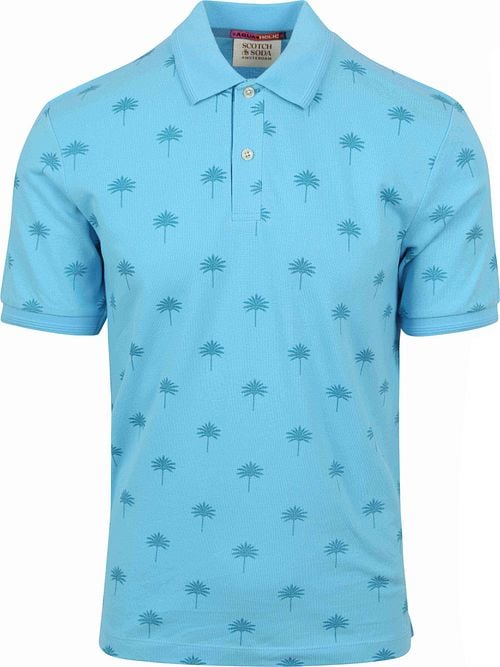 Scotch and Soda Poloshirt Palmbomen Blauw Product