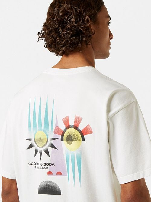 Scotch & Soda T-Shirt Artwork White Model / Achterkant