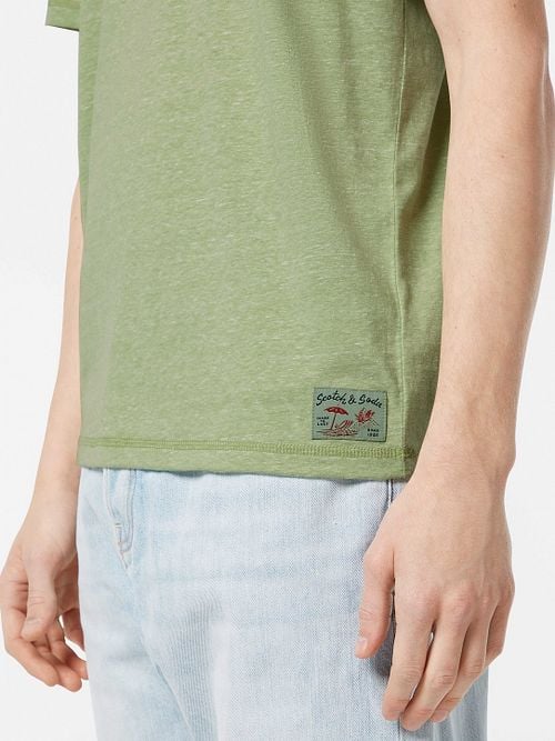 Scotch And Soda T-Shirt Melange Groen Model / Detail