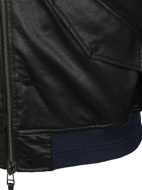 Scotch and Soda Faux Leather Bomberjack Noir