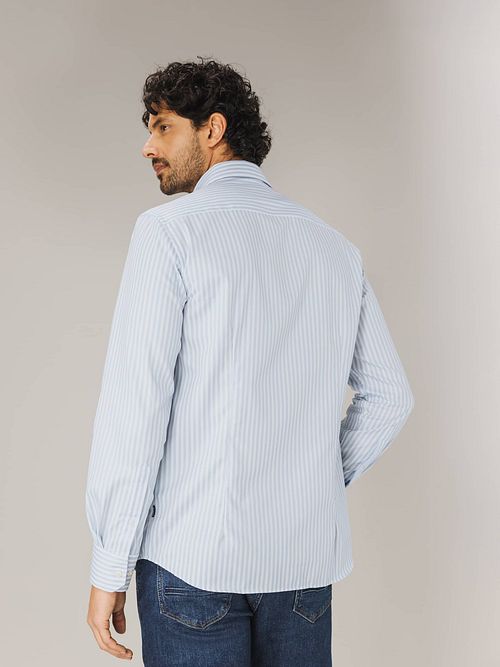 State Of Art Dobby Shirt Stripes Light Blue Model / Achterkant