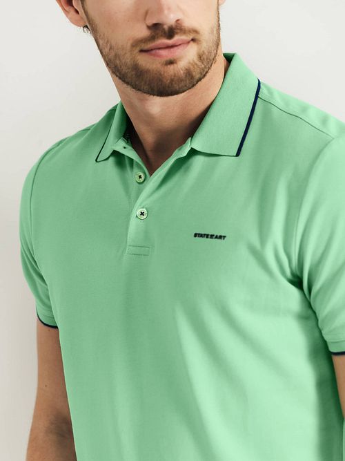 State of Art Poloshirt Piqué Light Green Model / Detail