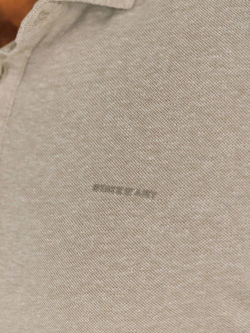 State of Art Poloshirt Piqué Melange Beige Model / Detail