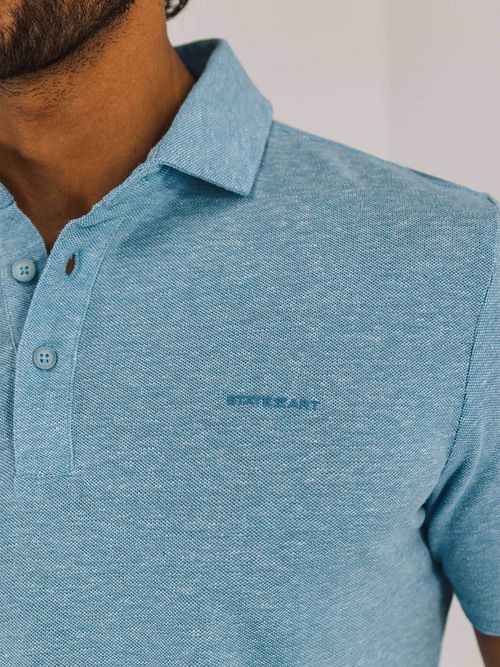 State of Art Poloshirt Piqué Melange Hellblau Model / Detail
