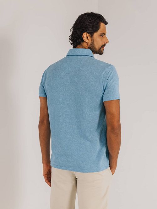 State of Art Poloshirt Piqué Melange Light Blue Model / Achterkant