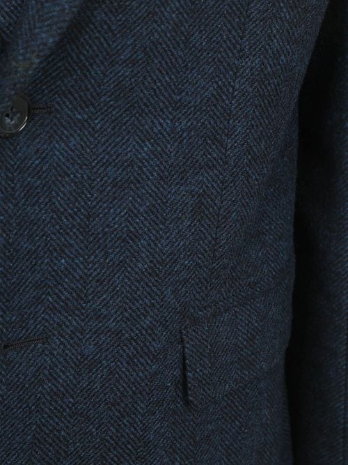 Suitable Blazer Herringbone Merino Wool Navy