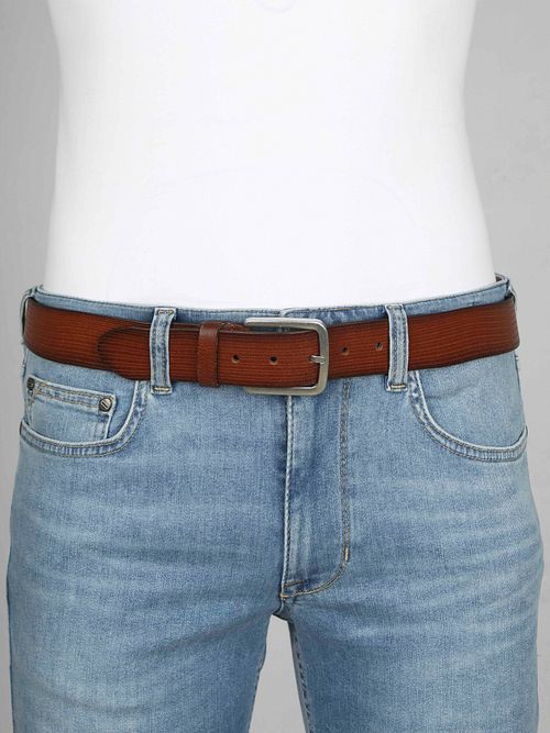 Suitable Ceinture Structure En Cuir Marron Model / Voorkant